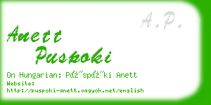 anett puspoki business card